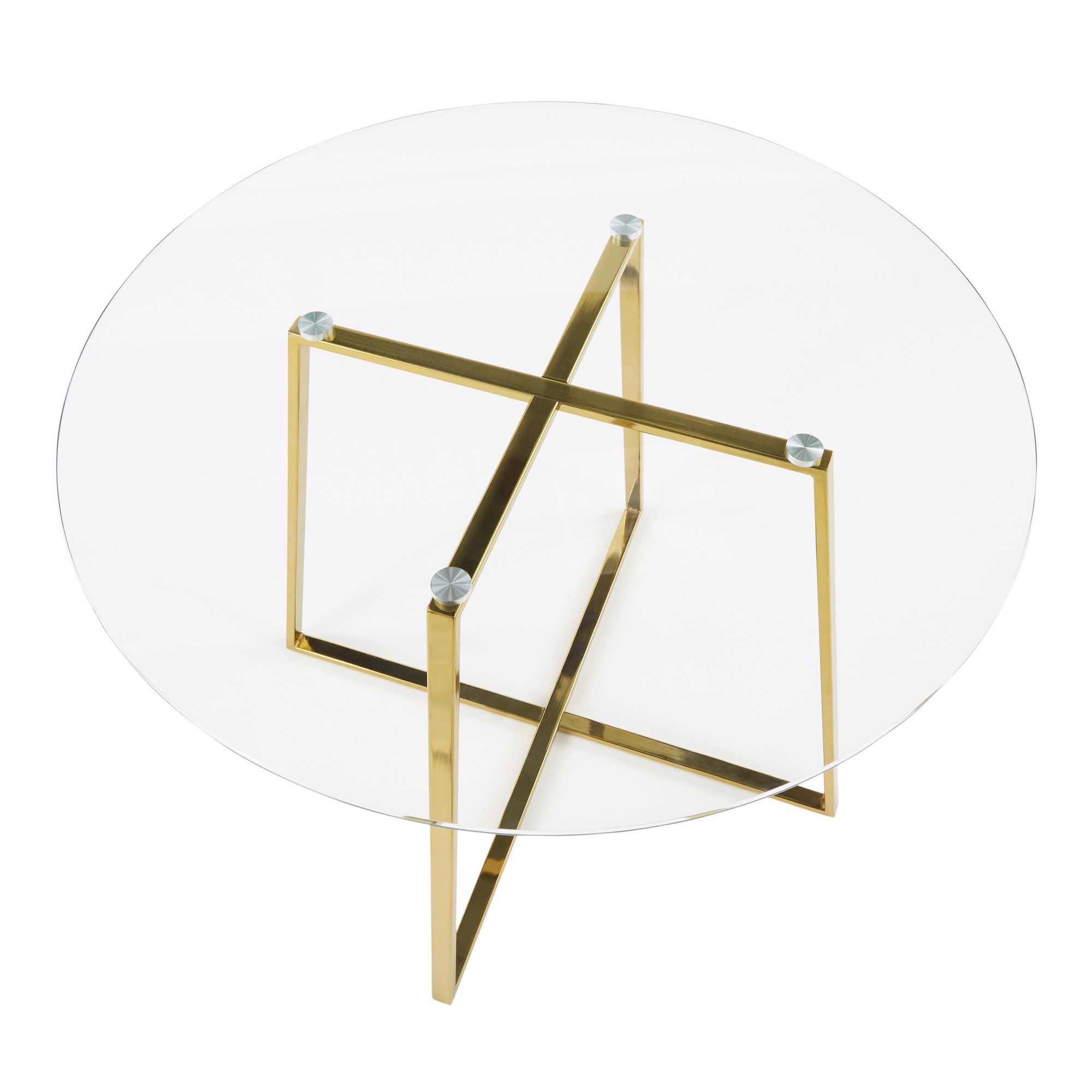 Cosmo Contemporary Gold Metal and Glass Dining Table 12 Cosmo Contemporary Gold Metal and Glass Dining Table - Image 12