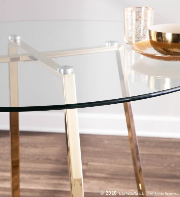 Cosmo Contemporary Gold Metal and Glass Dining Table 3