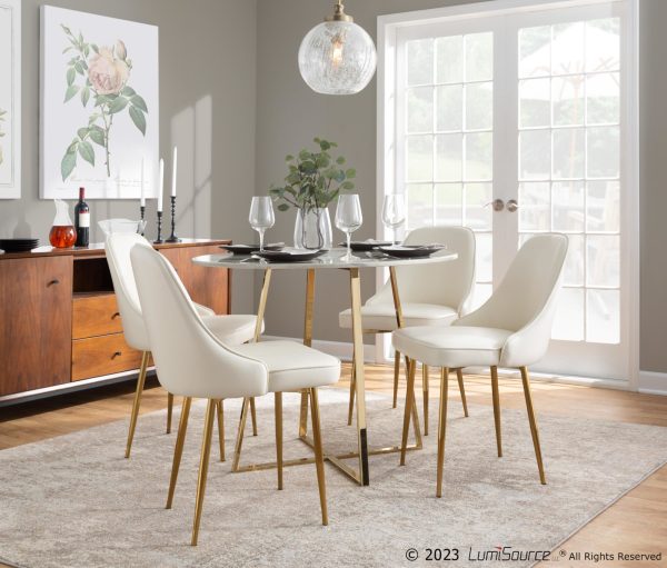 Cosmo Contemporary Gold Metal and Glass Dining Table 5