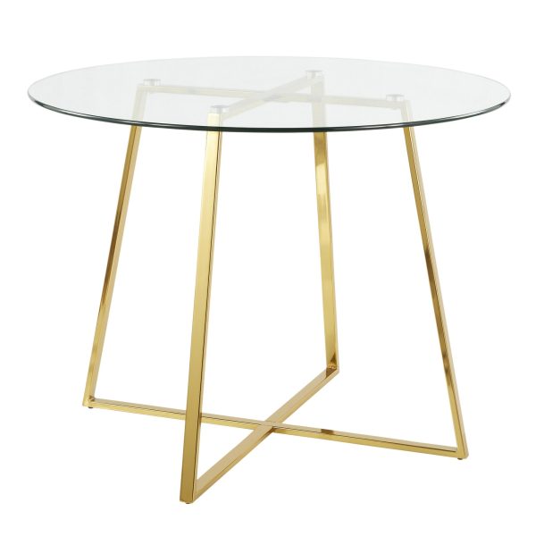 Cosmo Contemporary Gold Metal and Glass Dining Table 6