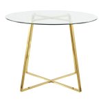 Cosmo Contemporary Gold Metal and Glass Dining Table 21 Cosmo Contemporary Gold Metal and Glass Dining Table