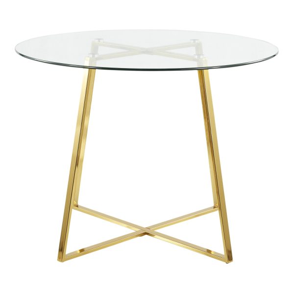 Cosmo Contemporary Gold Metal and Glass Dining Table 7
