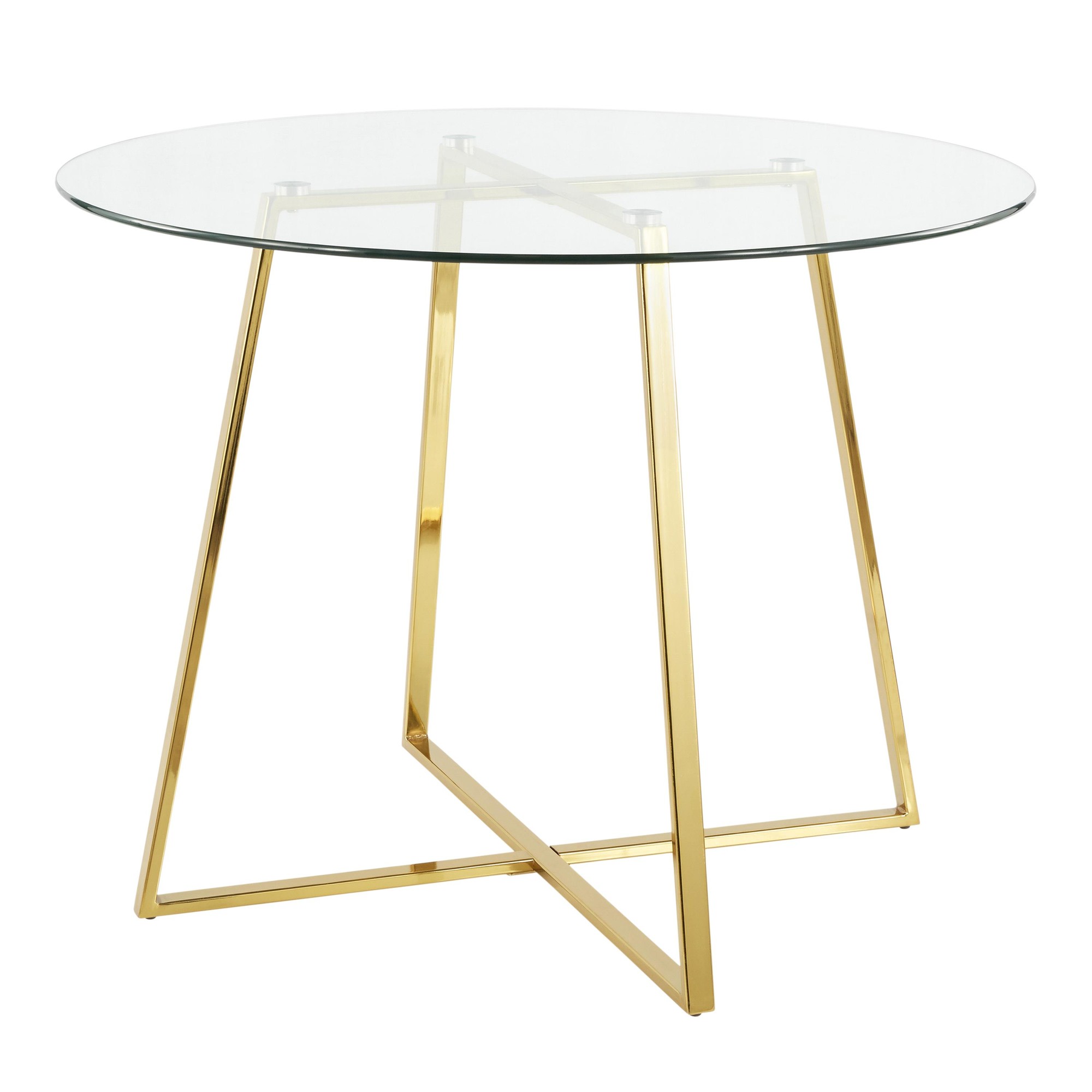 Cosmo Contemporary Gold Metal and Glass Dining Table 9 Cosmo Contemporary Gold Metal and Glass Dining Table - Image 9