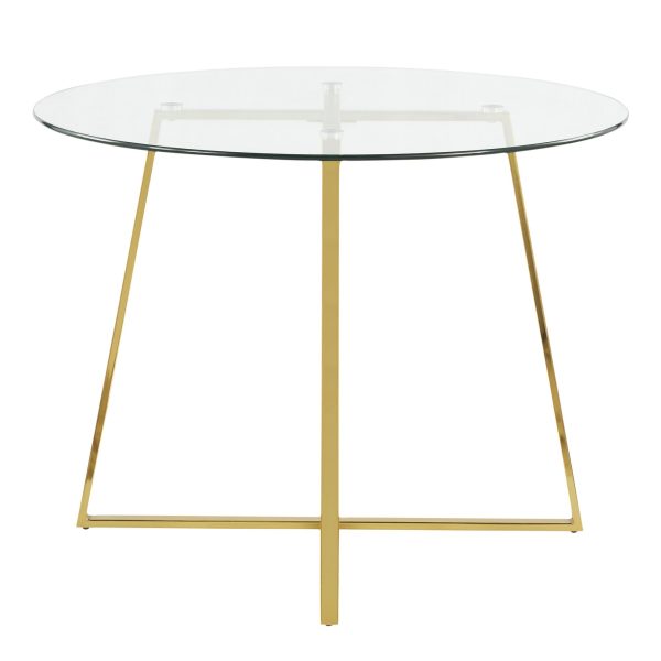 Cosmo Contemporary Gold Metal and Glass Dining Table 9