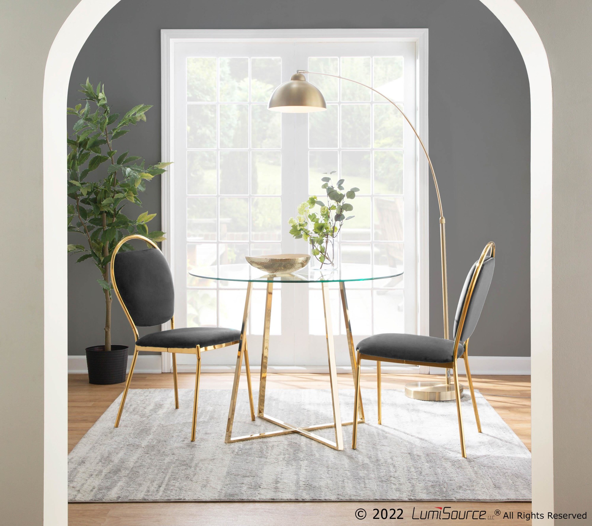 Cosmo Contemporary Gold Metal and Glass Dining Table 1 Cosmo Contemporary Gold Metal and Glass Dining Table