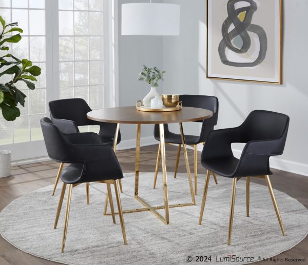 Cosmo Contemporary Gold Metal and Walnut Wood Dining Table 1
