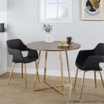 Cosmo Contemporary Gold Metal and Walnut Wood Dining Table 8 Cosmo Contemporary Gold Metal and Walnut Wood Dining Table