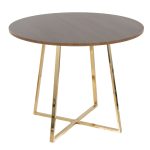 Cosmo Contemporary Gold Metal and Walnut Wood Dining Table 10 Cosmo Contemporary Gold Metal and Walnut Wood Dining Table