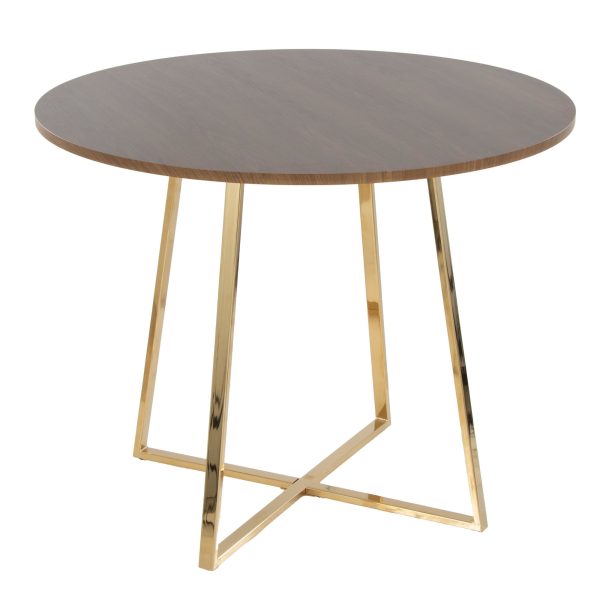 Cosmo Contemporary Gold Metal and Walnut Wood Dining Table 2