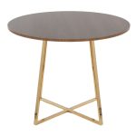 Cosmo Contemporary Gold Metal and Walnut Wood Dining Table 11 Cosmo Contemporary Gold Metal and Walnut Wood Dining Table