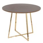Cosmo Contemporary Gold Metal and Walnut Wood Dining Table 12 Cosmo Contemporary Gold Metal and Walnut Wood Dining Table