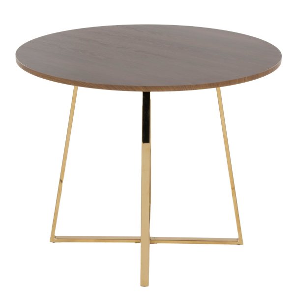 Cosmo Contemporary Gold Metal and Walnut Wood Dining Table 5