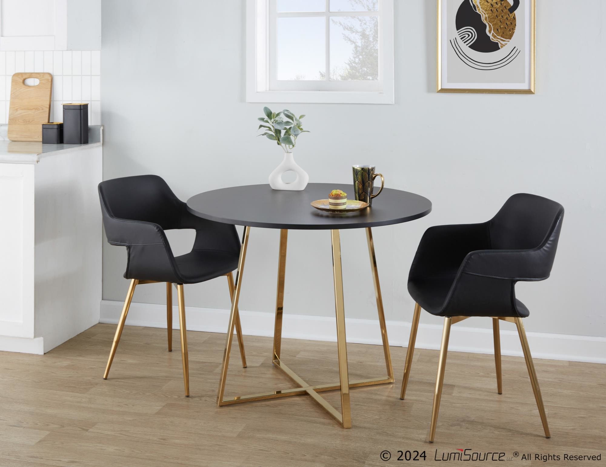 Cosmo Contemporary Gold and Black Round Dining Table 2 Cosmo Contemporary Gold and Black Round Dining Table - Image 2