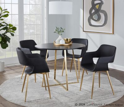 Cosmo Contemporary Gold and Black Round Dining Table