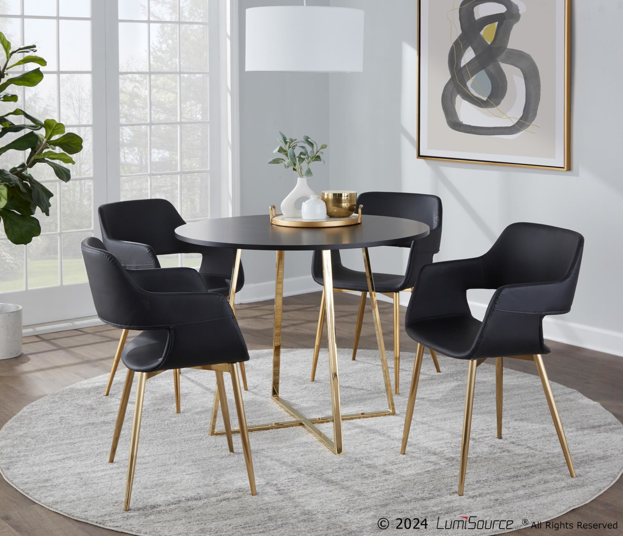 Cosmo Contemporary Gold and Black Round Dining Table 1 Cosmo Contemporary Gold and Black Round Dining Table