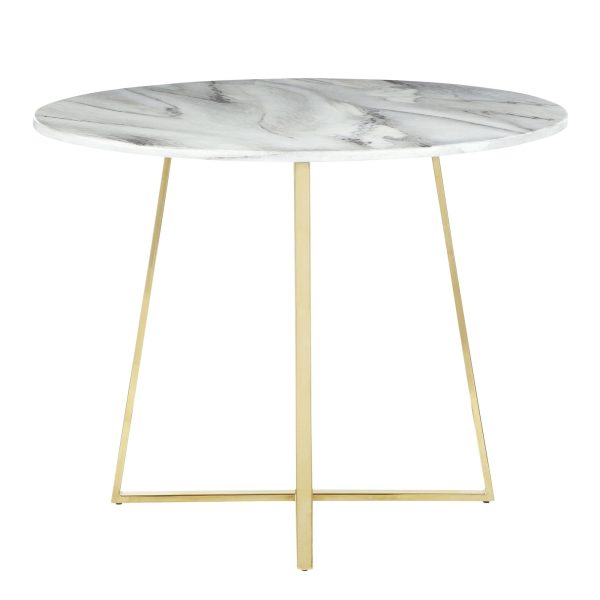 Cosmo Contemporary Gold and White Marble Dining Table 10