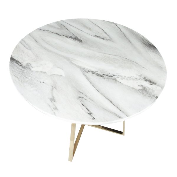 Cosmo Contemporary Gold and White Marble Dining Table 11