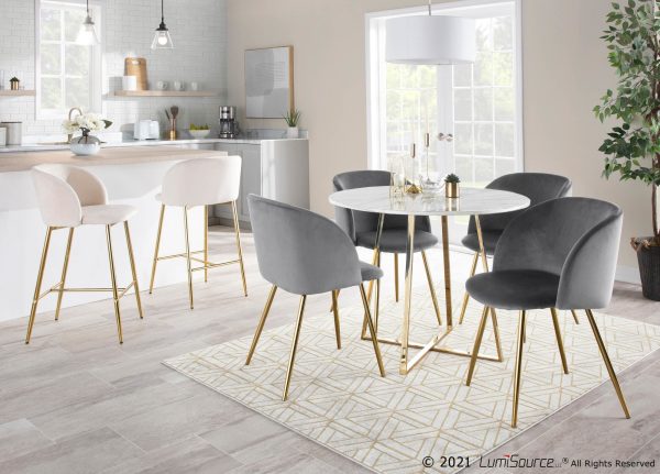 Cosmo Contemporary Gold and White Marble Dining Table 2