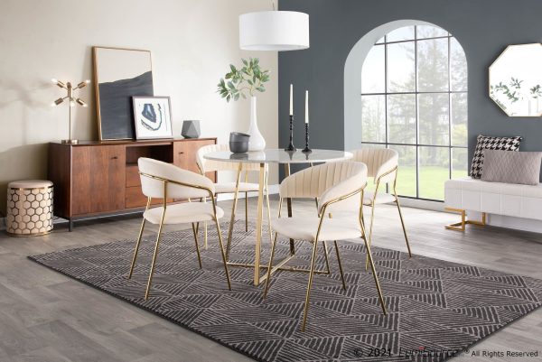 Cosmo Contemporary Gold and White Marble Dining Table 3
