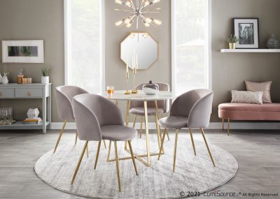 Cosmo Contemporary Gold and White Marble Dining Table