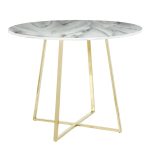 Cosmo Contemporary Gold and White Marble Dining Table 21 Cosmo Contemporary Gold and White Marble Dining Table