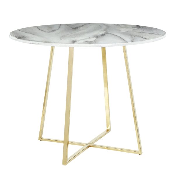 Cosmo Contemporary Gold and White Marble Dining Table 6