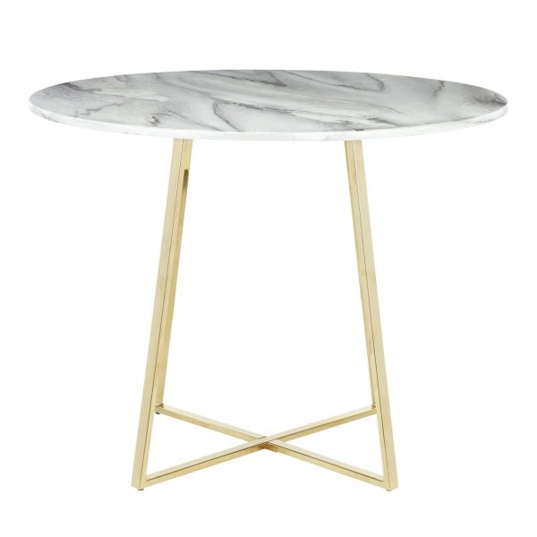 Cosmo Contemporary Gold and White Marble Dining Table 7