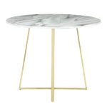Cosmo Contemporary Gold and White Marble Dining Table 24 Cosmo Contemporary Gold and White Marble Dining Table