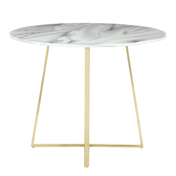Cosmo Contemporary Gold and White Marble Dining Table 9