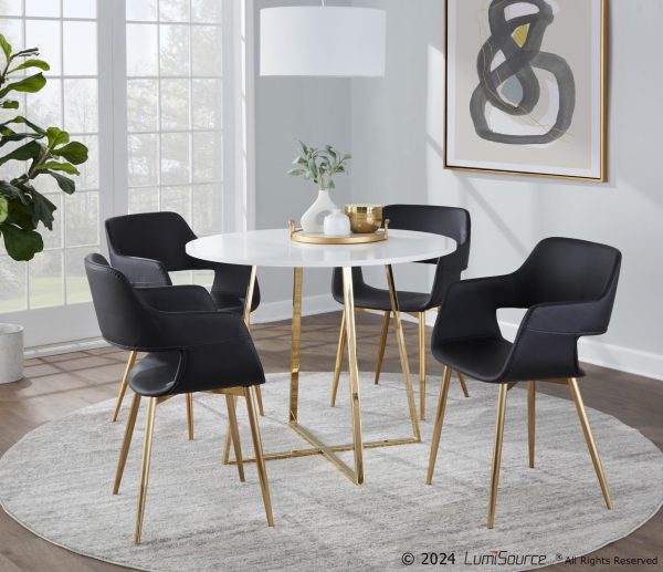 Cosmo Contemporary Gold and White Round Dining Table 1