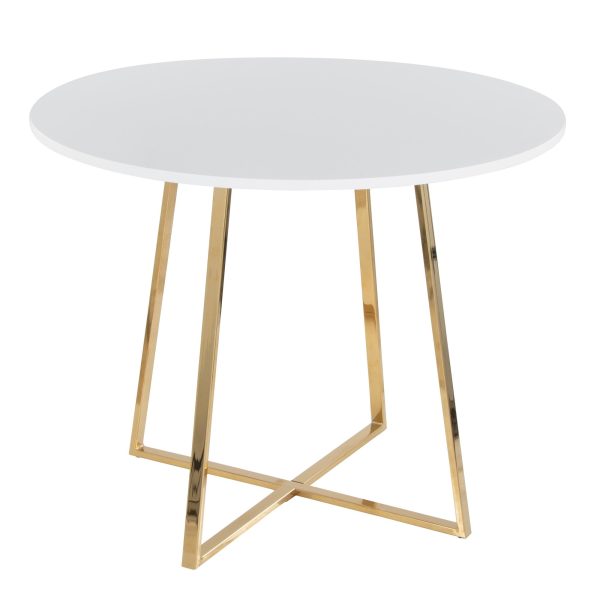 Cosmo Contemporary Gold and White Round Dining Table 2