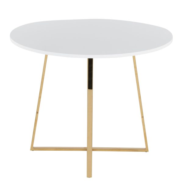 Cosmo Contemporary Gold and White Round Dining Table 3