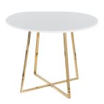 Cosmo Contemporary Gold and White Round Dining Table