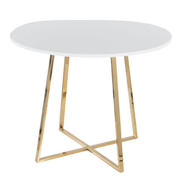 Cosmo Contemporary Gold and White Round Dining Table 4