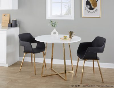 Cosmo Contemporary Gold and White Round Dining Table