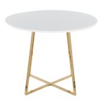 Cosmo Contemporary Gold and White Round Dining Table