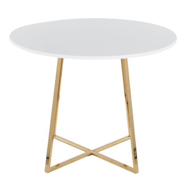 Cosmo Contemporary Gold and White Round Dining Table 5