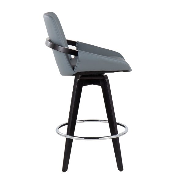Cosmo Contemporary Grey Faux Leather Counter Stools Set of 2 3