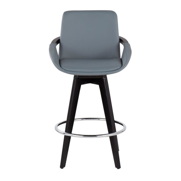Cosmo Contemporary Grey Faux Leather Counter Stools Set of 2 6