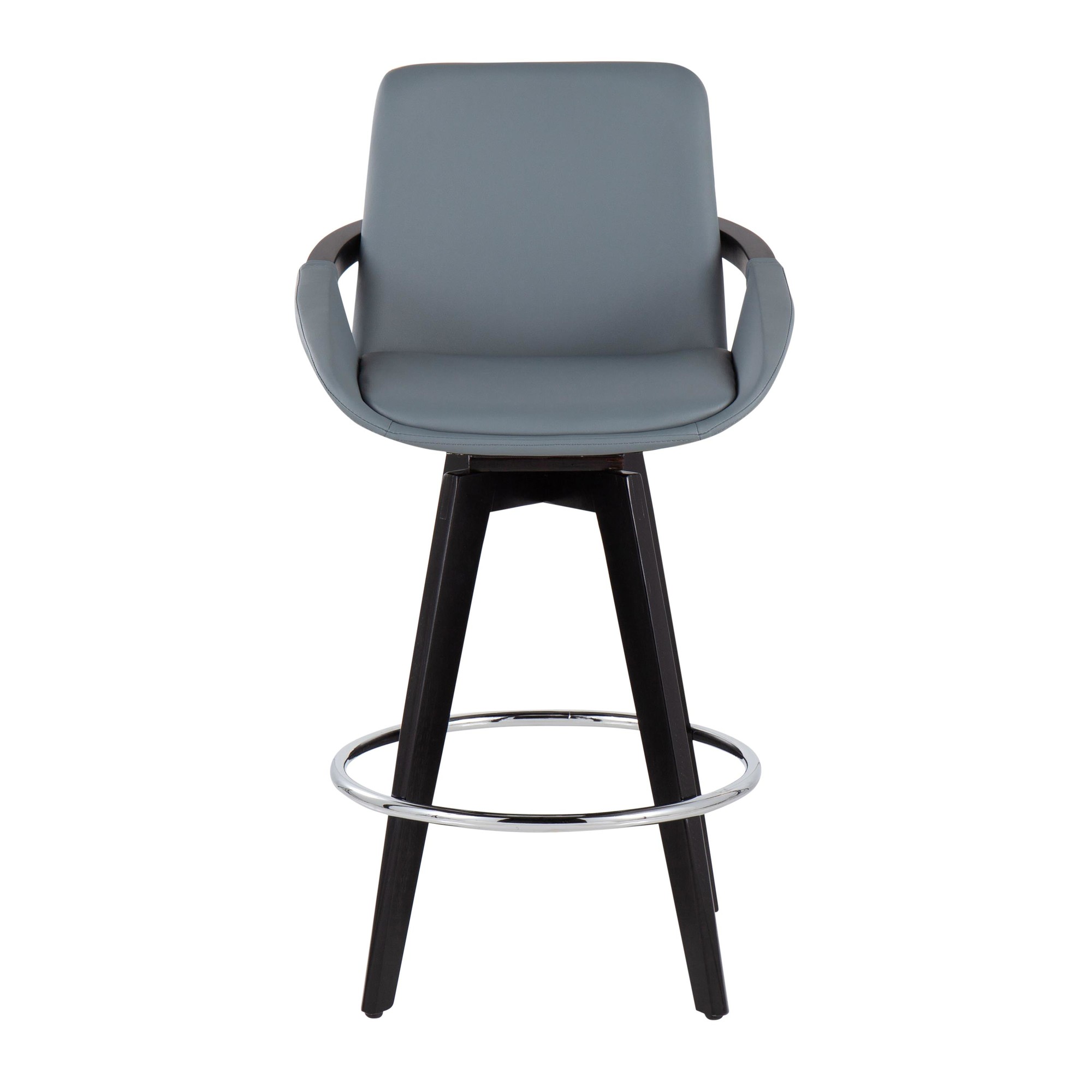 Cosmo Contemporary Grey Faux Leather Counter Stools (Set of 2) 7 Cosmo Contemporary Grey Faux Leather Counter Stools (Set of 2) - Image 7