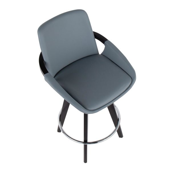Cosmo Contemporary Grey Faux Leather Counter Stools Set of 2 7