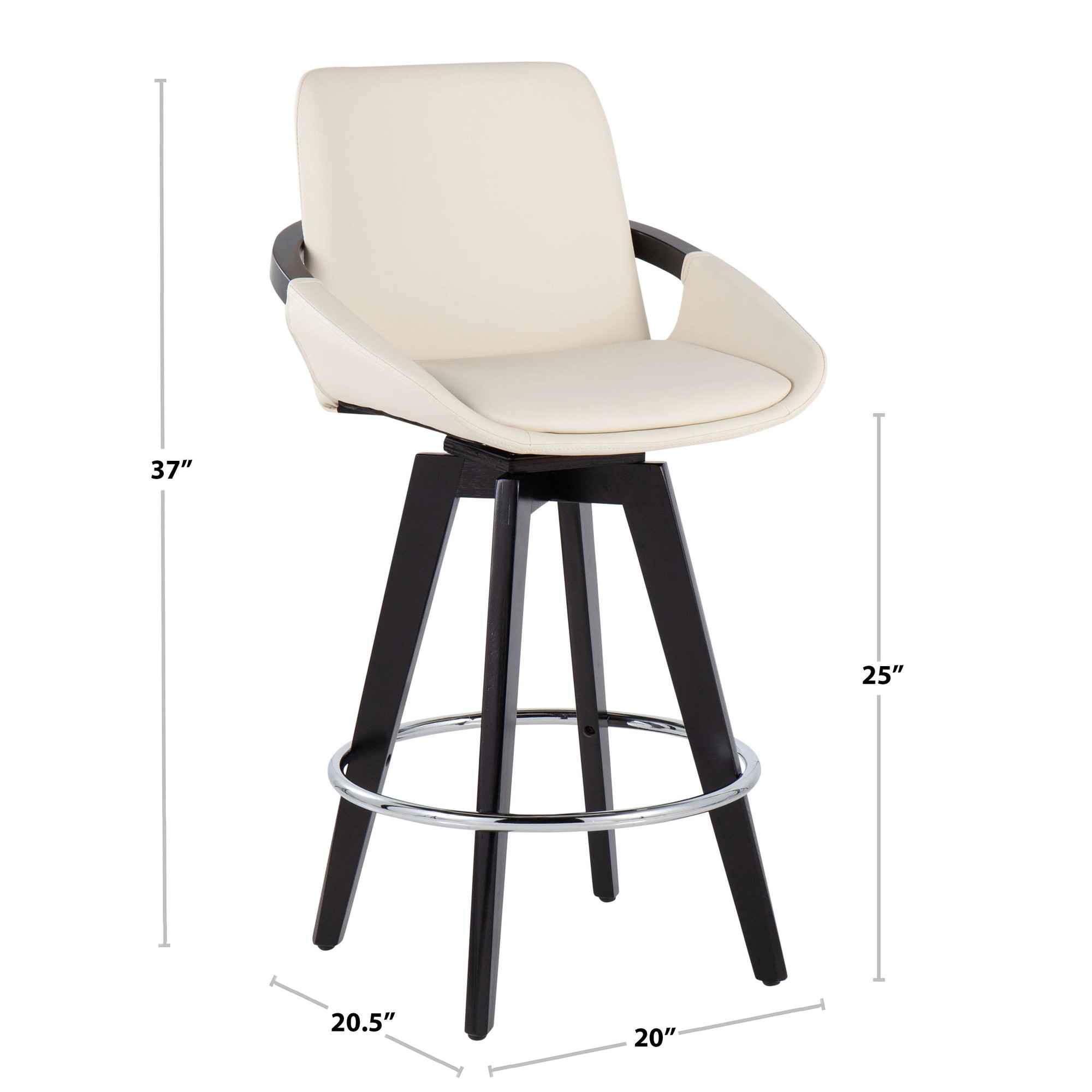 Cosmo Contemporary Grey Faux Leather Counter Stools (Set of 2) 9 Cosmo Contemporary Grey Faux Leather Counter Stools (Set of 2) - Image 9