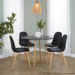 Cosmo Contemporary Round Dining Table Natural Wood and Black 7 Cosmo Contemporary Round Dining Table Natural Wood and Black