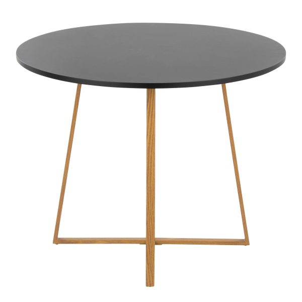 Cosmo Contemporary Round Dining Table Natural Wood and Black 2