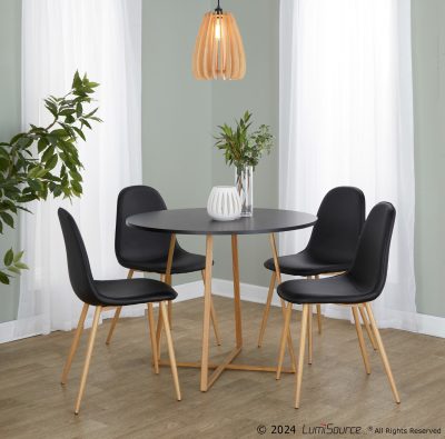 Cosmo Contemporary Round Dining Table Natural Wood and Black
