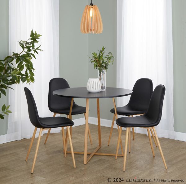 Cosmo Contemporary Round Dining Table Natural Wood and Black