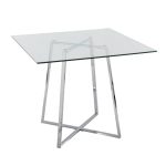 Cosmo Contemporary Square Chrome and Glass Dining Table 9 Cosmo Contemporary Square Chrome and Glass Dining Table