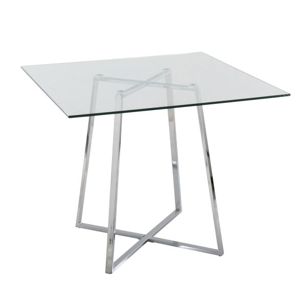 Cosmo Contemporary Square Chrome and Glass Dining Table 2