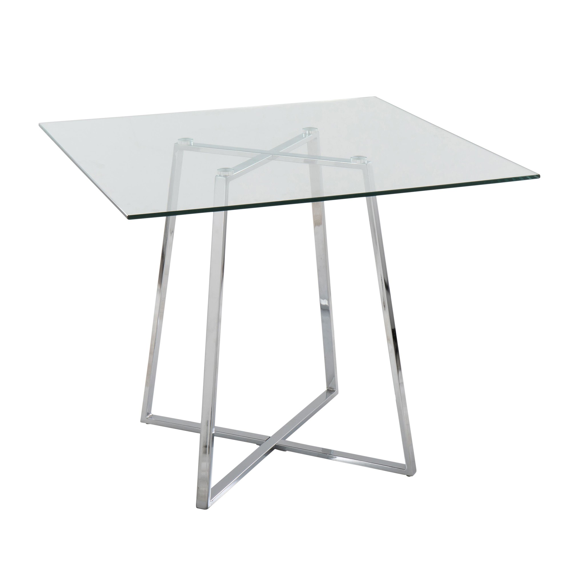 Cosmo Contemporary Square Chrome and Glass Dining Table 2 Cosmo Contemporary Square Chrome and Glass Dining Table - Image 2