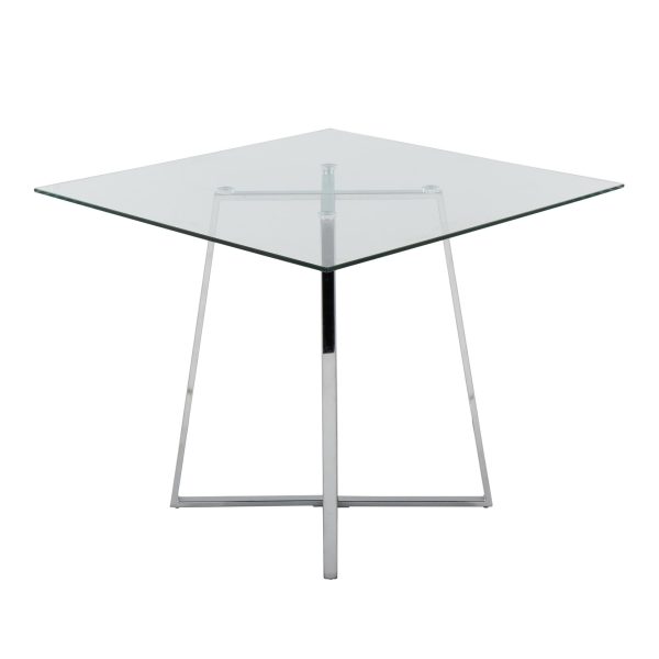 Cosmo Contemporary Square Chrome and Glass Dining Table 3